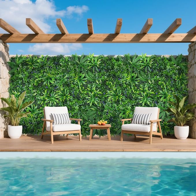 Yangrass Grass Wall Panels Set of 6, Artificial Hedge Panels Greenery Wall - Image 2