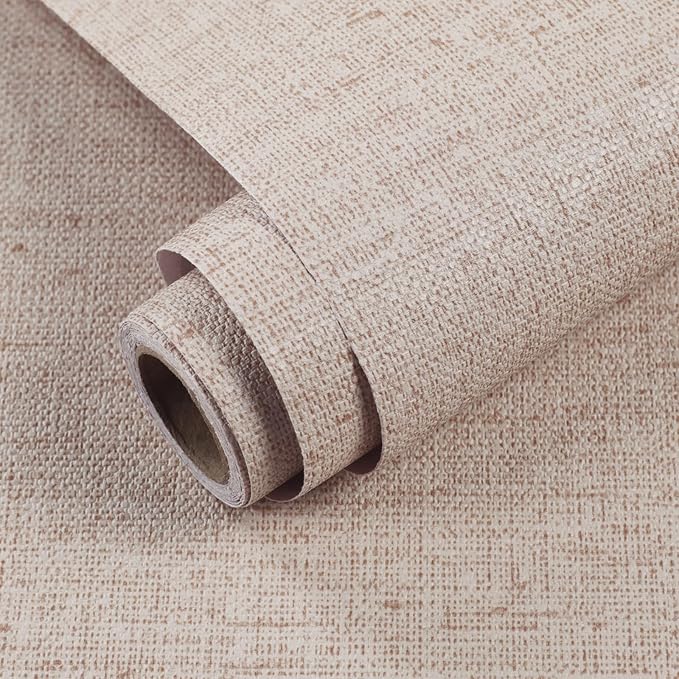 15.75"x787.4" Beige Grasscloth Wallpaper Peel and Stick Removable Textured Wall by MANONIRIA