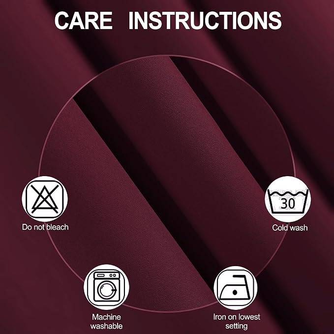 LEMOMO Burgundy Red Thermal Blackout Curtains/52 x 95 Inch/Set of 2 Panels Room - Image 4