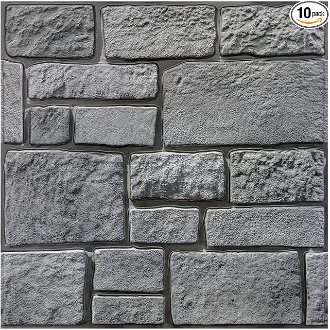 Commomy 3D Faux Stone Peel and Stick Wall Tiles by CommomyDecor