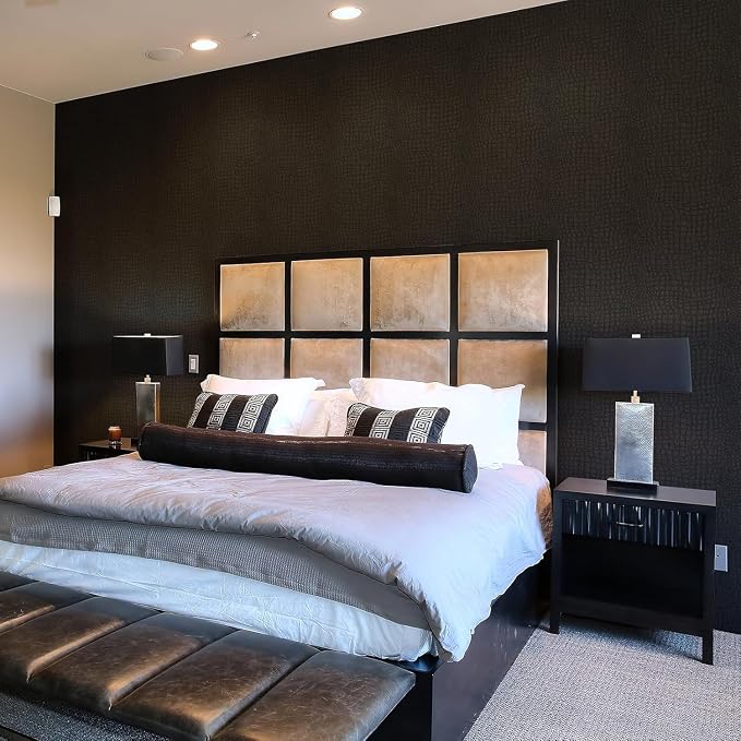 Zeeko Black Peel and Stick Wallpaper 17.3" X 984" Removable Crocodile Wallpaper by Zeeko