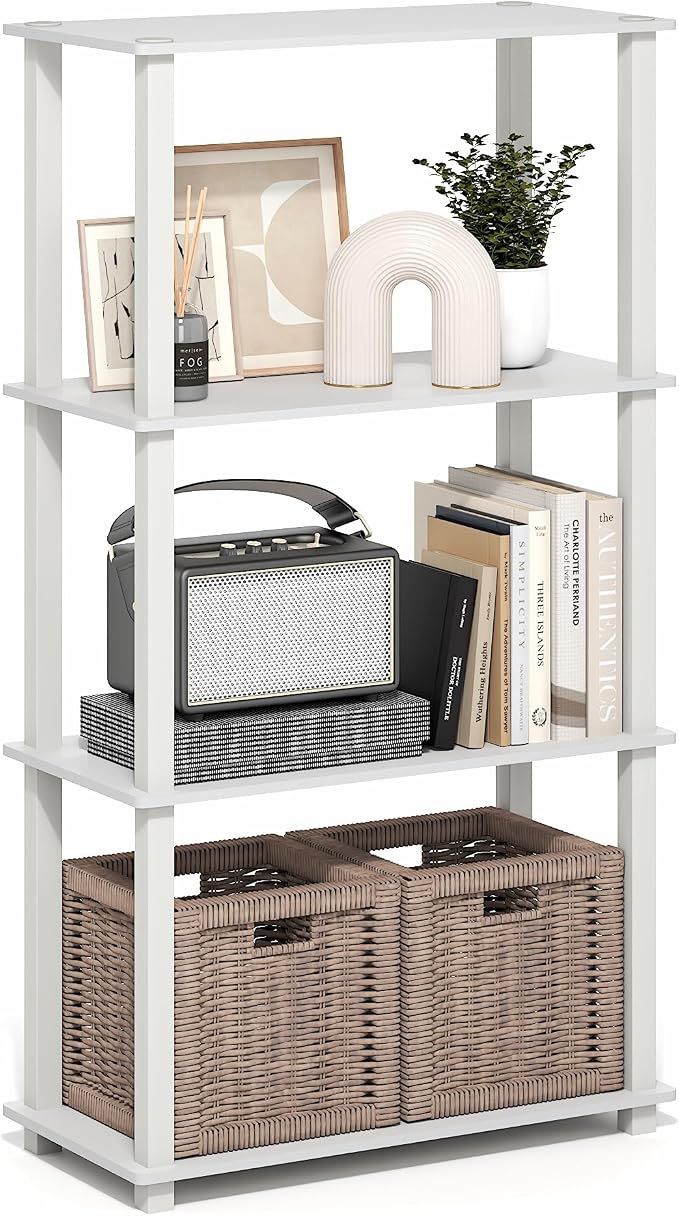 Furinno Turn-S-Tube Storage Shelves, 4-Tier Book Shelf, Corner Shelf, Toolless by Furinno-FitsYourSpaceFitsYourBudget