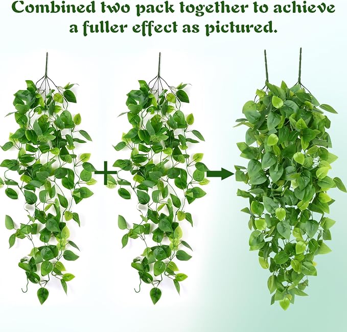 Waipfaru Fake Hanging Plants, Faux Ivy Pothos Vines Greenery - Image 5