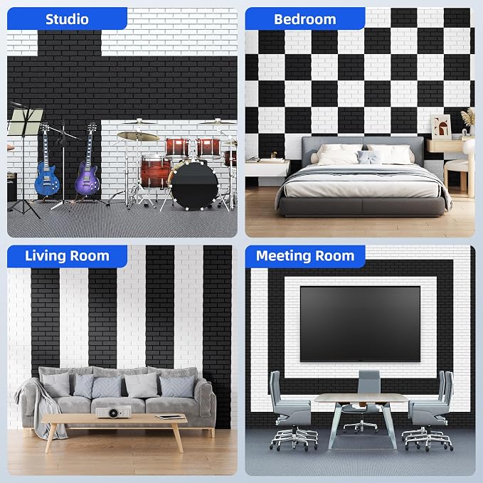 12 Pack Acoustic Panels with Self Adhesive, Soundproof Wall Panels, Brick Sound - Image 5