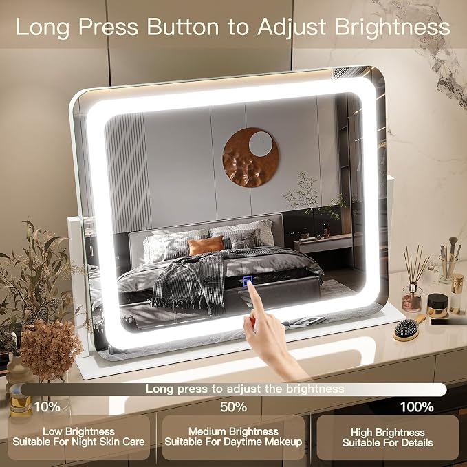 FENNIO Vanity Mirror with Lights 22''x17'' Makeup Mirror with Lights, Vanity - Image 3