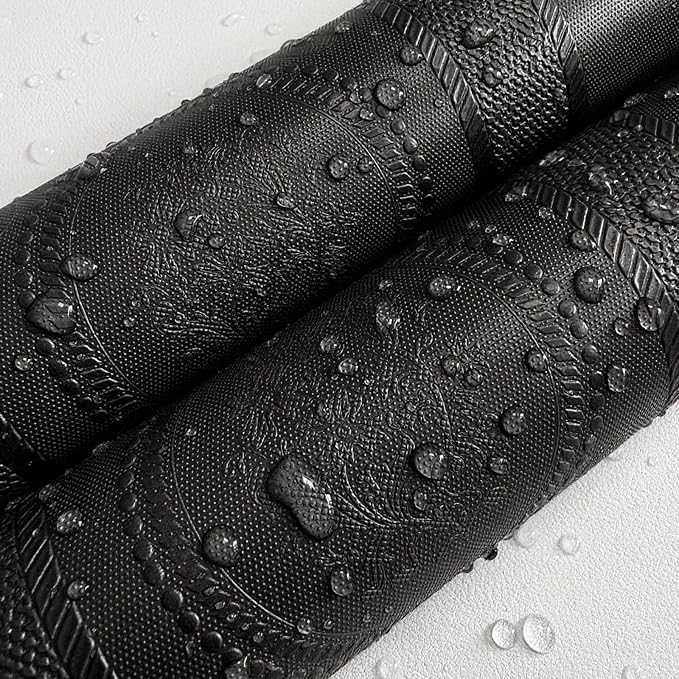 JiffDiff Wallpaper Peel and Stick Textured, 3D Black Embossed Wall Paper Stick - Image 8