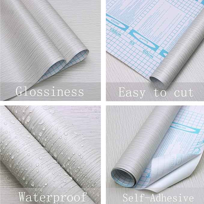 Heroad Peel and Stick Wallpaper Wood Contact Paper Wood Wallpaper Light Grey - Image 3