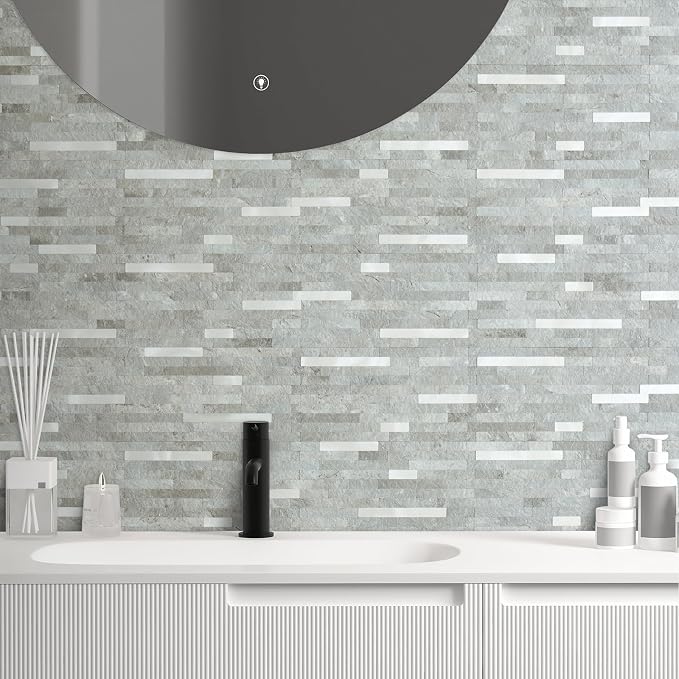 AULIGET 2 Sheets Mountain Rock Peel and Stick Backsplash, PVC Mixed Metal Gold - Image 4