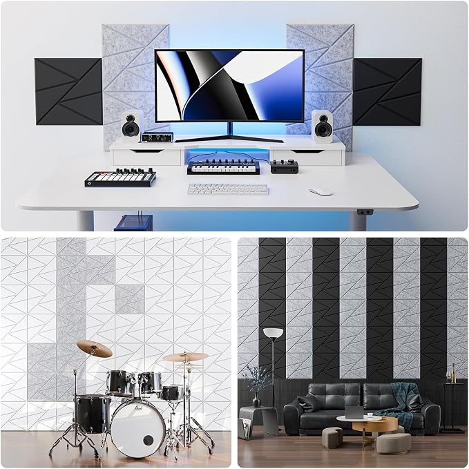 12 Pack Acoustic Panels with Self-Adhesive, Sound Panels High Density, - Image 4