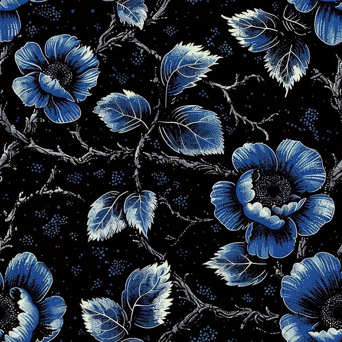 FLFK Vintage Floral Wallpaper Peel and Stick Dark Blue Flower Wallpaper 16" x by FLFK