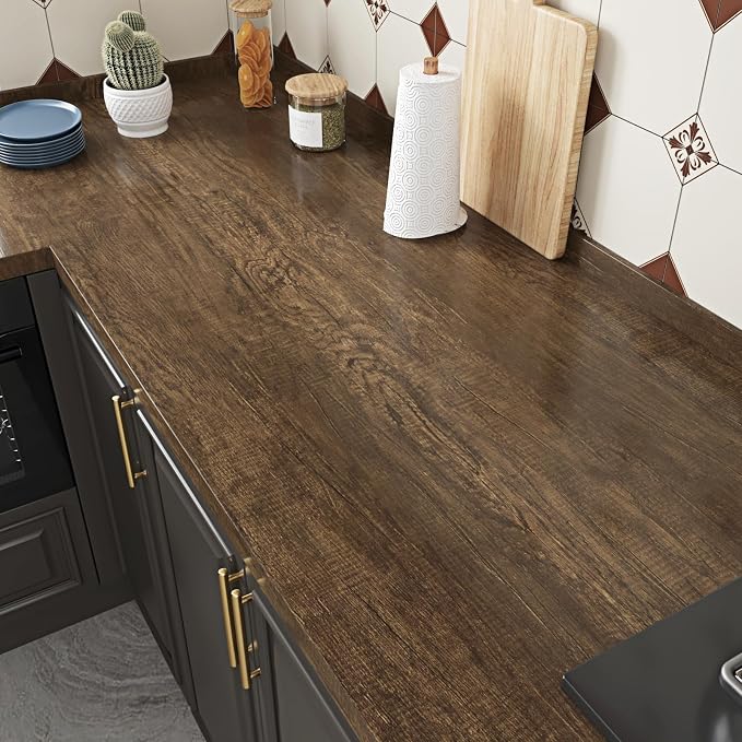 WESTICK Brown Wood Contact Paper Peel and Stick Wallpaper Vintage Wood Grain by WESTICK