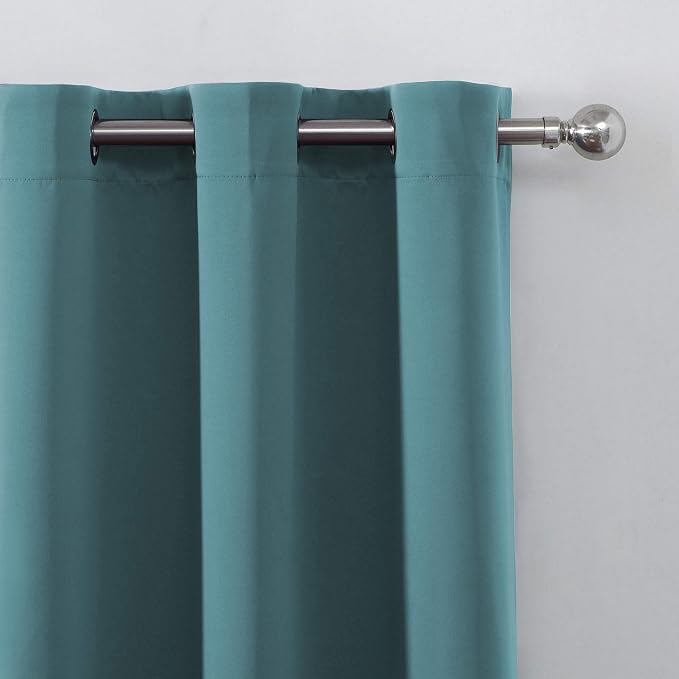 LEMOMO Sea Teal Thermal Blackout Curtains/38 x 84 Inch/Set of 2 Panels Room - Image 7