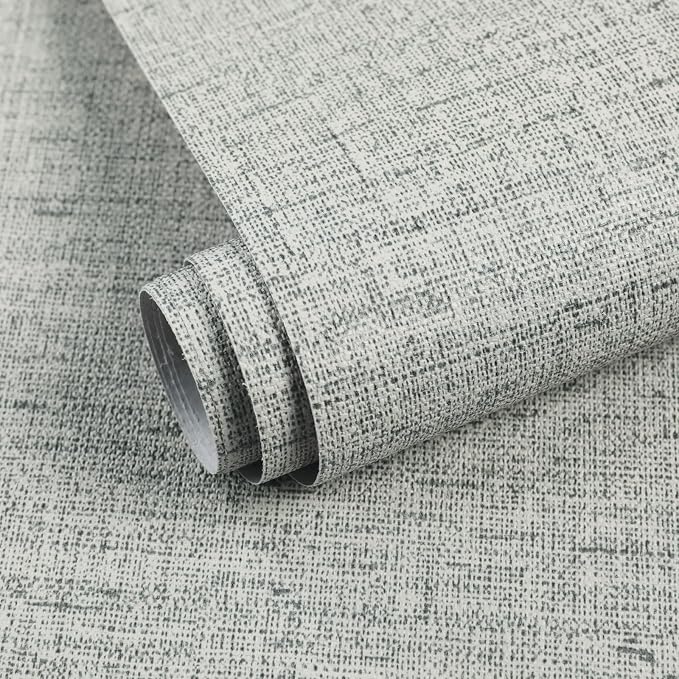 15.75"x787.4" Gray Grasscloth Wallpaper Peel and Stick Removable Textured Wall by MANONIRIA
