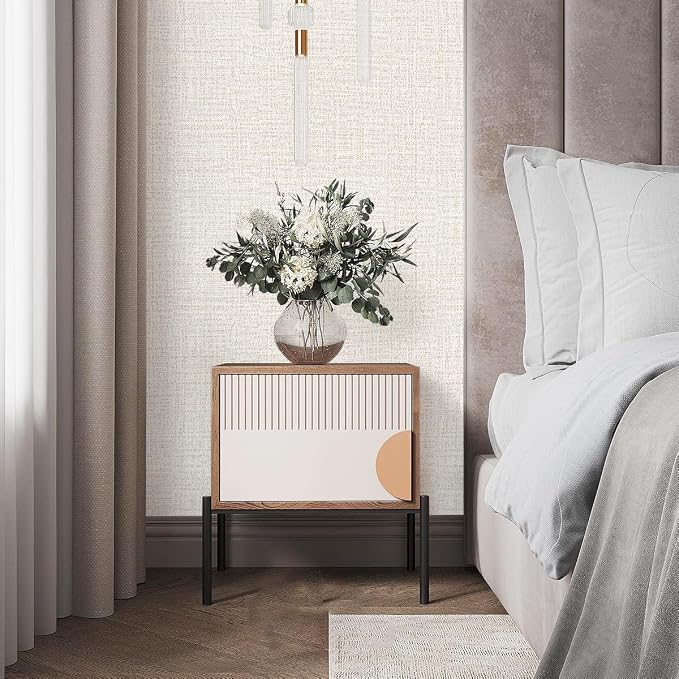 Beige Grasscloth Peel and Stick Wallpaper Beige Contact Paper - Image 3