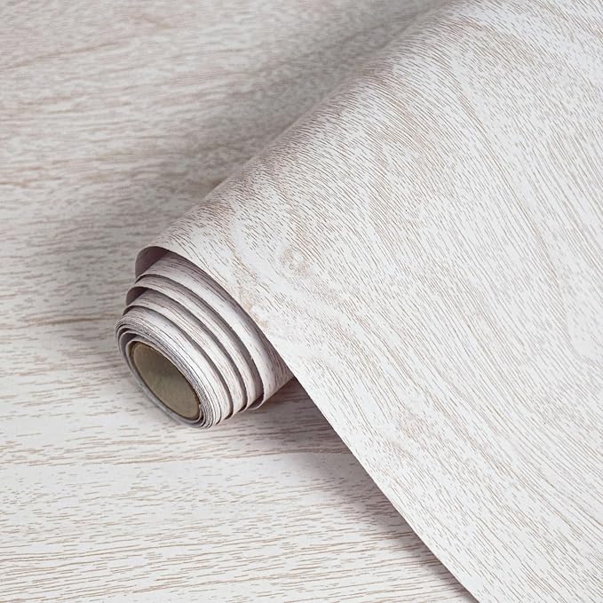 White Wood Contact Paper for Cabinets Drawers Wood Grain Peel and Stick by VisitTheLativo