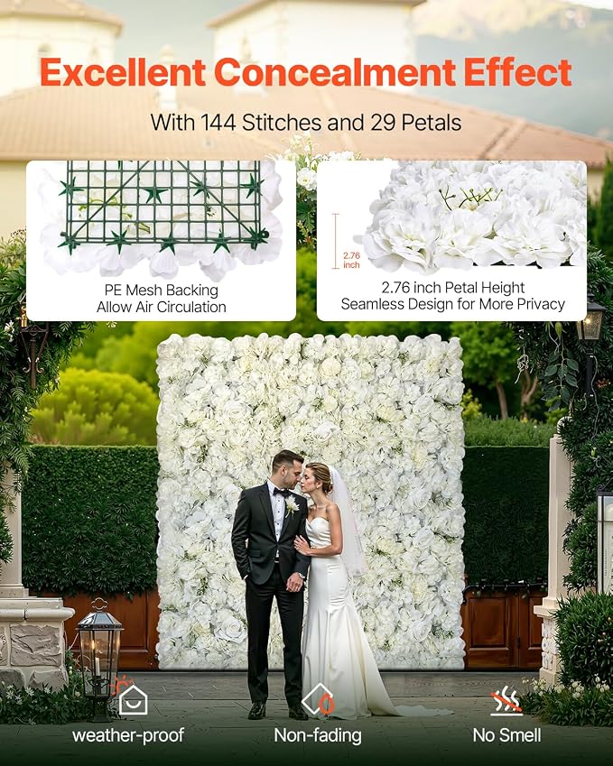 VEVOR 3D Flower Wall Panel, Artificial Floral Wall Background Mesh Backing Mat - Image 3