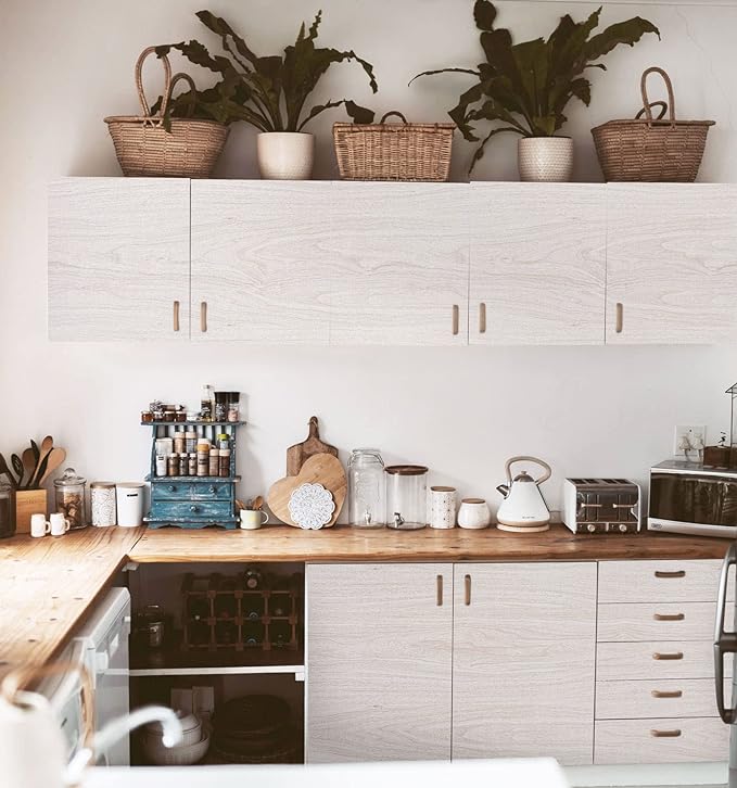 White Wood Contact Paper for Cabinets/Drawers Wood Grain Peel and Stick - Image 2
