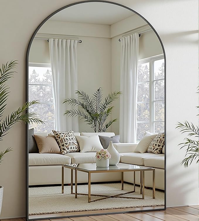 Prywot Full Length Mirror, Oversized 81"x41" Arched-Top Floor Mirror, Free by Prywot