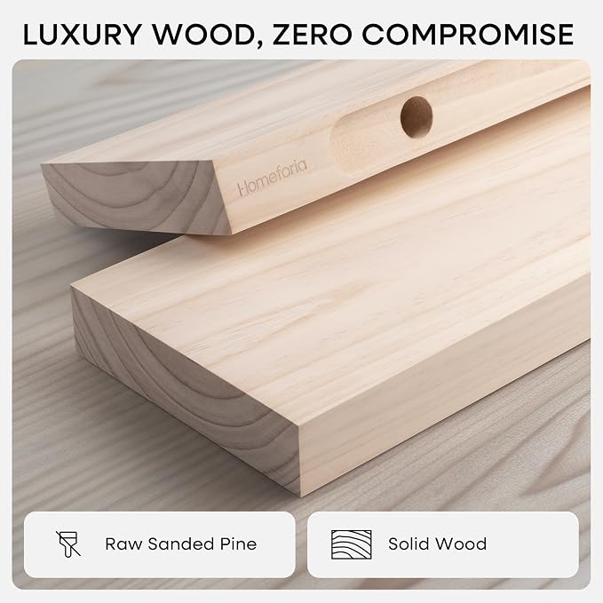 Homeforia 24 inch Wood Floating Shelves, High End Solid Natural Wood 24inch - Image 4
