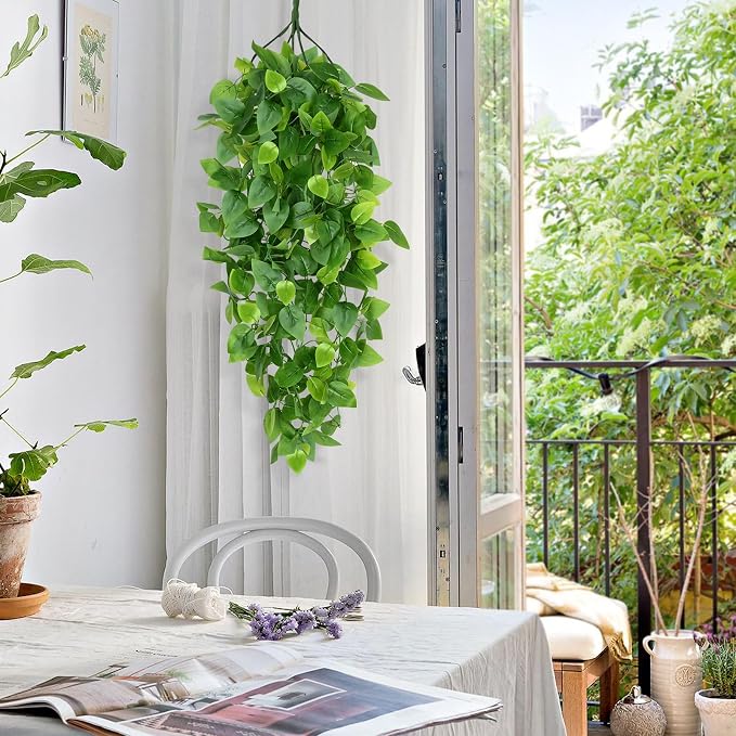 Waipfaru Fake Hanging Plants, Faux Ivy Pothos Vines Greenery - Image 2