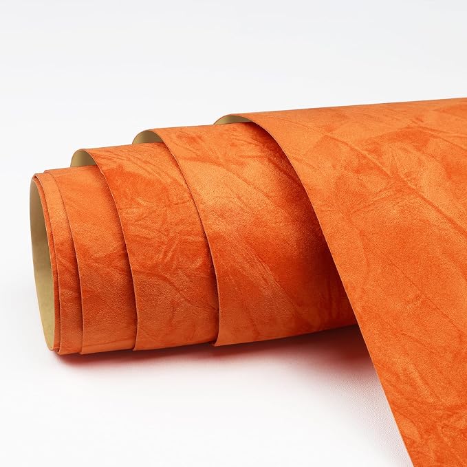 Orange Wallpaper Crushed Felt Velvet Wallpaper Peel and Stick Velvet Drawer - Image 8