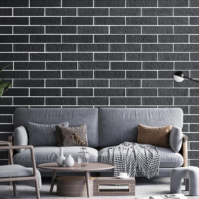 100 Pieces Old Town Black Faux Brick Wall Tiles, Clay Manufactured Thin Brick - Image 2