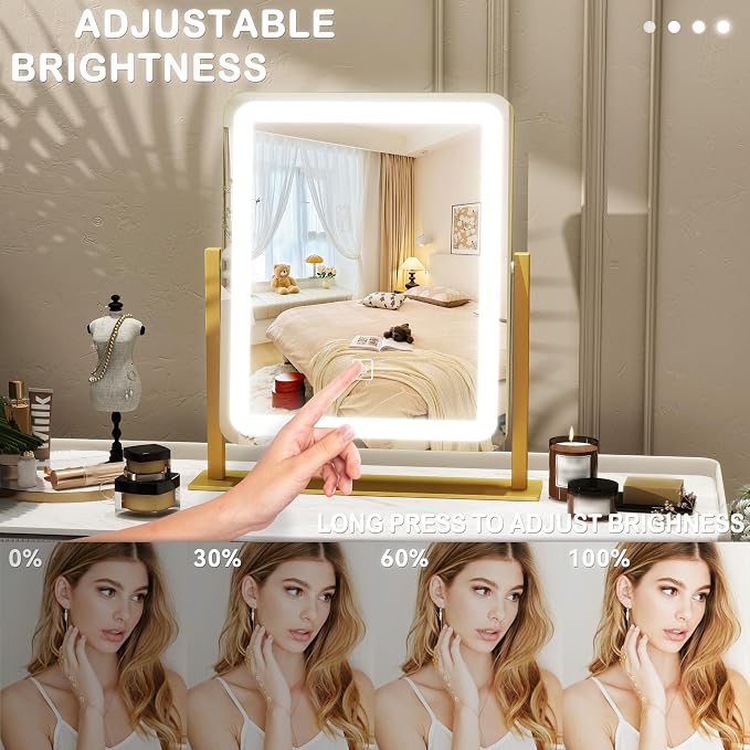 ROLOVE Vanity Mirror with Lights, 12.6"×15" LED Makeup Mirror, Lighted Makeup - Image 4