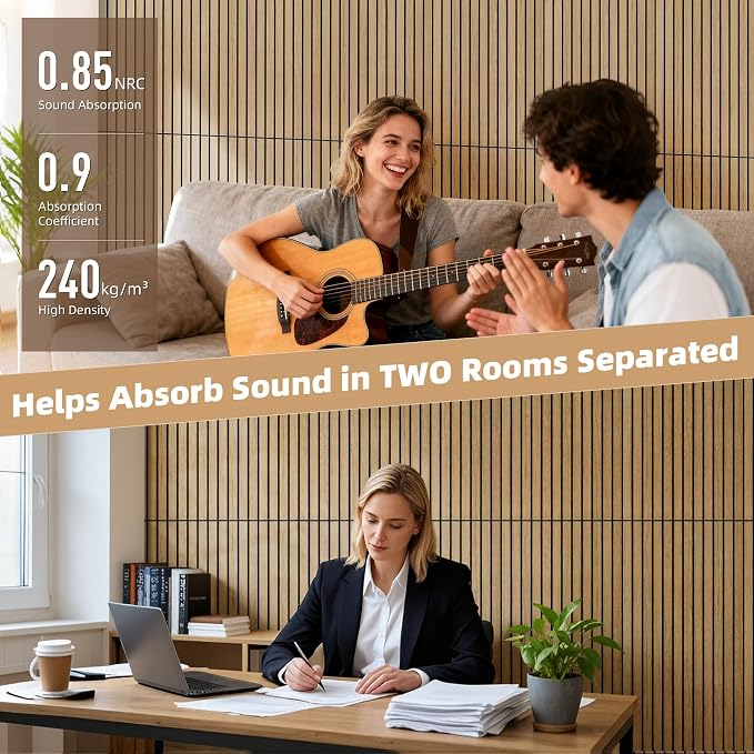 TO-TH Wood-Look Acoustic Panel, 4 Pack 47.2” x 23.6” Soundproof Wall Panels - Image 5