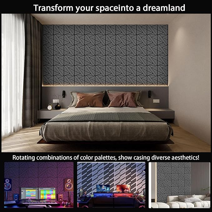 12 Pack Self-Adhesive Soundproof Wall Panels, 1.2lb/ft³ High Density, Thicker - Image 5