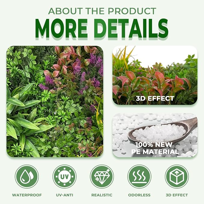 Artificial Grass Wall Panels: 20''x20'' Boxwood Hedge Panels, UV-Anti Privacy - Image 3
