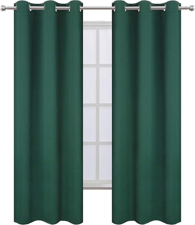 LEMOMO Dark Green Thermal Blackout Curtains/42 x 95 Inch/Set of 2 Panels Room - Image 2