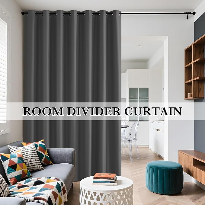 RYB HOME Extra Wide 100% Blackout Patio Door Curtain 96 inch Long, Grommet Room - Image 5
