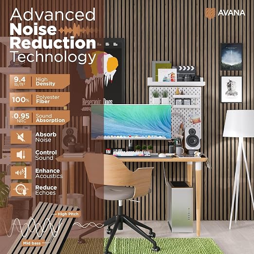 Avana Acoustic Wood Wall Panels – 47.2 X 12.6 Inch Walnut Acoustic Panels 2 PCs - Image 5