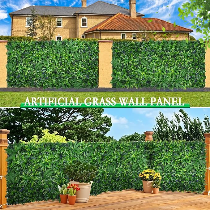 Yangrass 12pcs 20''x20'' Grass Wall Panels, Artificial Hedge Panels Greenery - Image 6