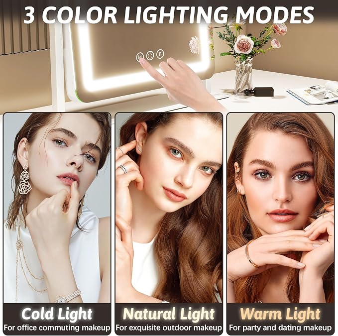 FENNIO Vanity Mirror with Lights 22 Inch- LED Lighted Makeup Mirror, Large - Image 3