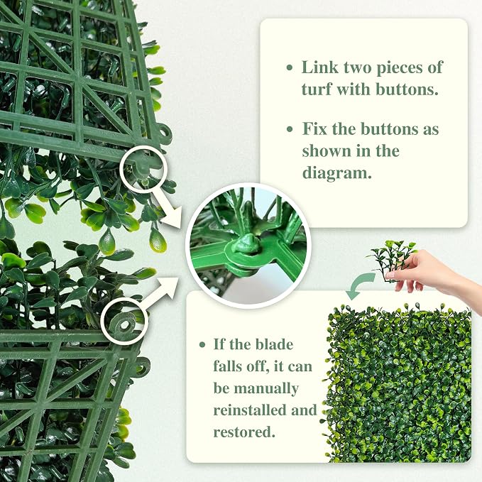 ODTORY Artificial Boxwood Roll Panels, Decorative Grass Wall Covering - Image 4