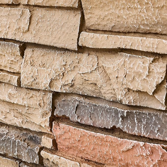1.77 Inch Deep 3D Faux Stone Sample Panel Artisan Hand Painted Stacked Stone - Image 2