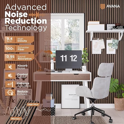 Avana Modern Acoustic Wood Wall Panels – 93.2x11.25 Inch Panels – Fits 94x12 - Image 5