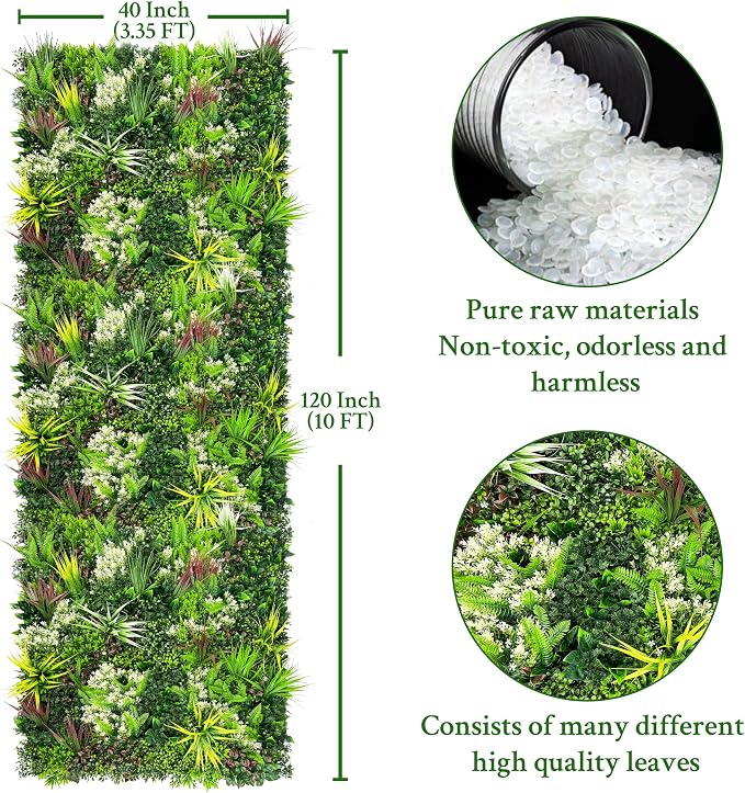 ODTORY Artificial Plant Wall Panels: 40"×120" UV-Anti Faux Grass Wall Backdrop - Image 2