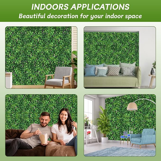 Artificial Grass Wall Panels 20"x20", Hedge Green Wall Decor Backdrop, UV-Anti - Image 7