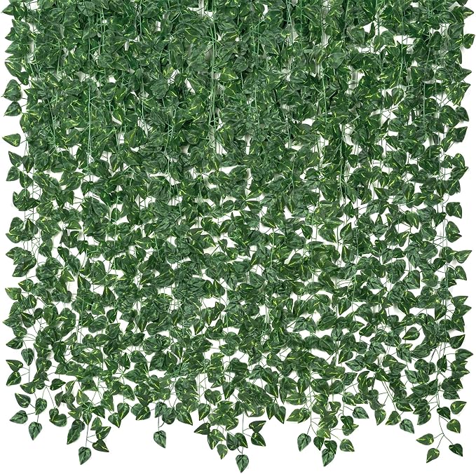 CQURE 72 Pack 504Ft Artificial Ivy Garland, Fake Vines UV Resistant Greenery by CQURE