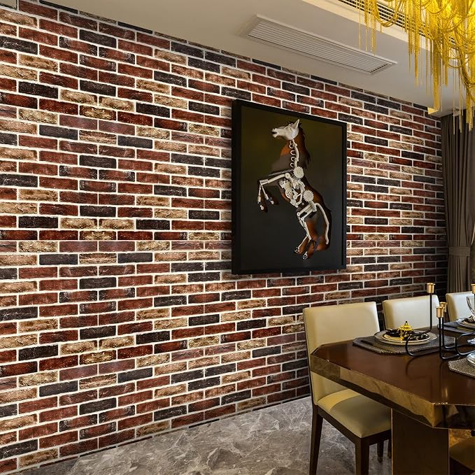 10-Pack 52 Sq.Ft 3D Wall Panels Peel and Stick 3D Faux Brick Wallpaper Peel and - Image 3