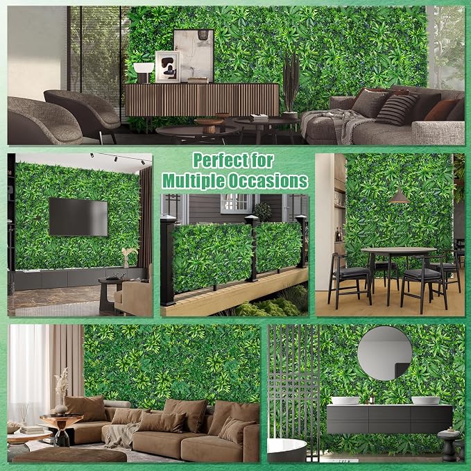 Yangrass Grass Wall Panels Set of 6, Artificial Hedge Panels Greenery Wall - Image 4