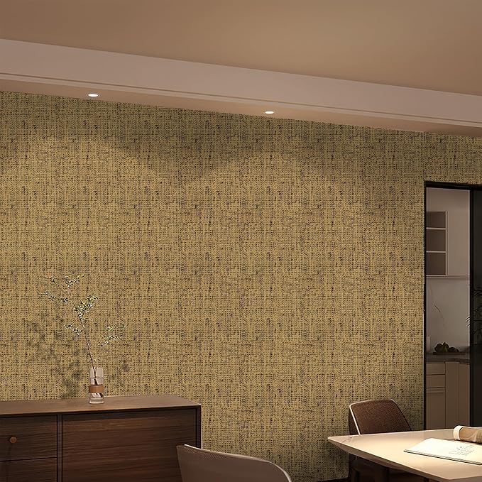15.75"x590.6" Brown Wallpaper Peel and Stick Removable Grasscloth Textured Wall - Image 7