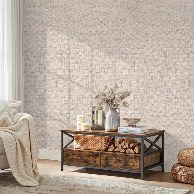 15.75"x787.4" Beige Grasscloth Wallpaper Peel and Stick Removable Textured Wall - Image 5
