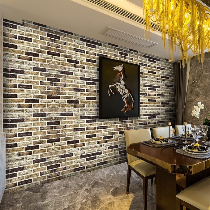 10-Pack 52 Sq.Ft 3D Wall Panels Peel and Stick 3D Faux Brick Wallpaper Peel and - Image 3