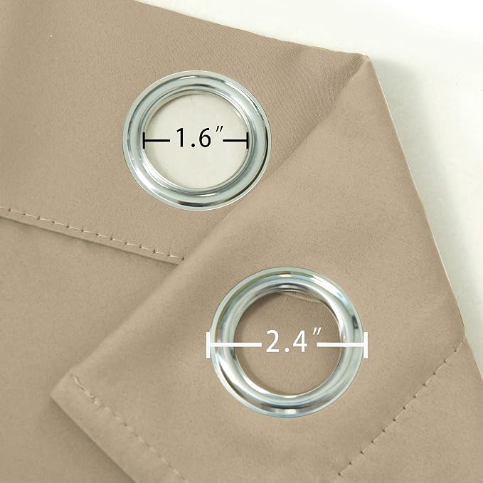 LEMOMO Blackout Curtains 52 x 84 Inch Long Beige Curtains Set of 2 Panels Room - Image 5