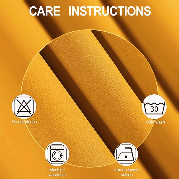 LEMOMO Yellow Thermal Blackout Curtains/38 x 63 Inch/Set of 2 Panels Room - Image 4