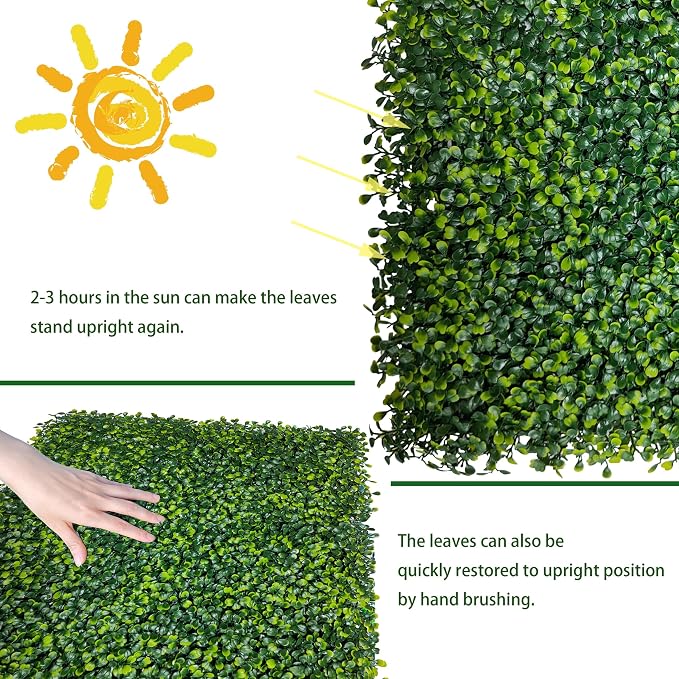 ODTORY Artificial Boxwood Roll Panels:40 X 120 in UV-Anti Artificial Ivy - Image 5