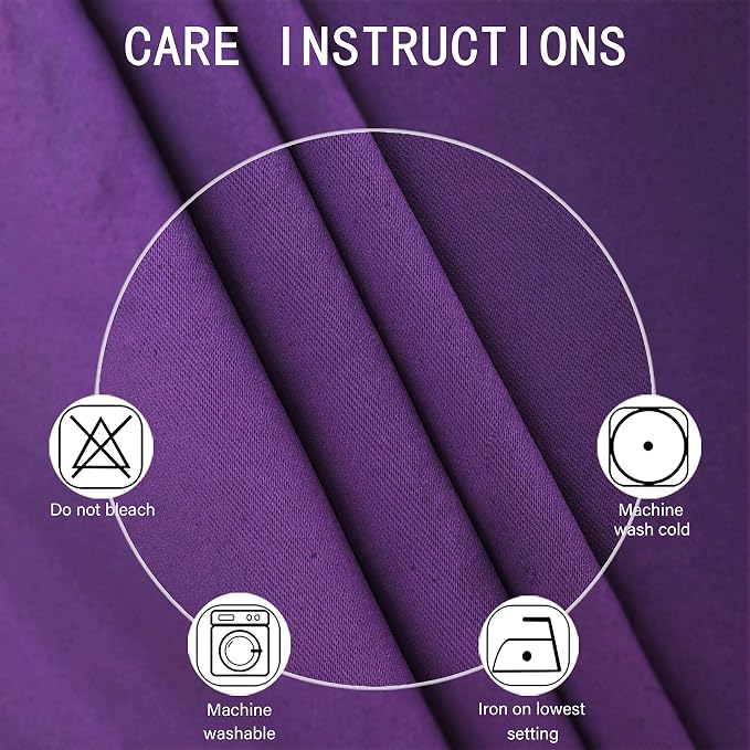 LEMOMO Purple Blackout Curtains 34 x 84 Inch Length/Set of 2 Curtain - Image 4